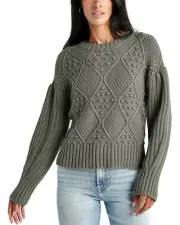 $168 Splendid Women's Leonie Bobble Sweater, Olive, Large