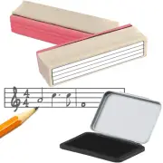 Large Music Staff Diagram Rubber Stamp and Black Ink Pad