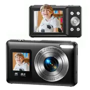 Black 4K HD Digital Camera Portable Dual Screen Travel Photography Kids & Girls Gift Student Camera (32G Memory Card Included)