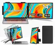 MagicRaven Laptop Screen Extender, 14" 1080P Portable Monitor, 250° Rotation Travel Display for 14-16.5'' Laptop with USB-C HDMI Port, Plug and Play for Windows/Mac