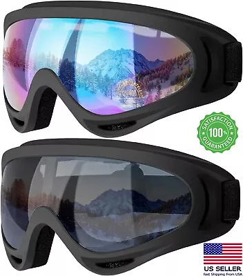 2Pcs Ski Goggles Snowboard Sunglasses for Men Women Kids UV400 Anti-Glare Lens