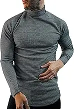 Mens Plain Long Sleeve Shirt Long Sleeve Tops Turtleneck T-Shirt Blouse Long Sleeved Tees for Men
