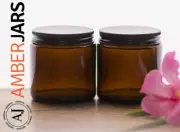 42 x 60ml Amber brown Glass Jars Matt Black Aluminium Wadded Lid - Recyclable