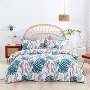Dreamaker 250TC Ultra Soft 100% Cotton Sateen Weave Duvet Doona Quilt Cover Set Cool and Breathable - Nature Print - King Single Bed (1x Quilt Cover 160x210cm; 1x Pillowcase 48x73cm+15cm)