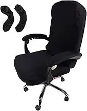 WOMACO Office Chair Covers, Stretch Computer Chair Cover with Armrest Covers, Universal Boss Chair Covers Modern Simplism Style High Back Chair Slipcover (Black, Large)
