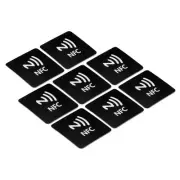 8Pcs NFC Stickers NFC215 Tag Sticker 504 Bytes Square NFC Tags Black