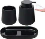 Black Bathroom Accessories Set 3 Pcs - Ceramic Foaming Bathroom Soap Dispenser S