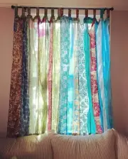 10 Pcs Indian Sari Patchwork Curtain Drape Window Decor Multi Silk Curtain panel