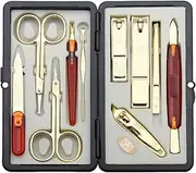 Stainless Steel Travel Manicure Set 10 in 1 Tweezers and Nail Clipper Set with Portable Travel Case Professional Grooming Kit