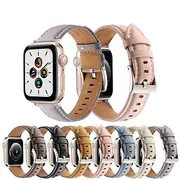Leather Band Compatible with Apple Watch band 38mm 40mm 41mm 42mm 44mm 45mm 49mm Metal Clasp Luxury Adjustable Genuine Leather Strap Replacement Wristband for
