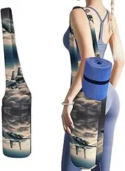 JKLQWH Aircraft Fighter Jets Printed Yoga Mat Bag Long Tote with Pockets for Your Yoga Accessories Exercise Yoga Mat Carrier Holder Multi-Functional Storage Bag Holds Most Pilates Mats