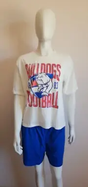 Western Bulldogs AFL AFBUL0840 W24 Ladies Short Sleeve Pyjama Set Size L
