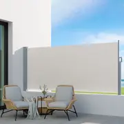 1.4X3M Instahut Side Awning Sun Shade Outdoor Blinds Retractable Screen Cream