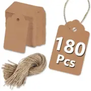 180 Pcs Kraft Paper Gift Tags with String, Blank 180 Pcs (1.7x2.8 in) Brown