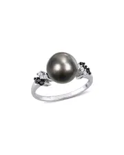 10K 0.13 ct. tw. Diamond 9-9.5mm Pearl Ring