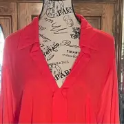 Splendid Long Skeeve, V Neck, Coral Top, Cotton, Rayon, Women Size 3X