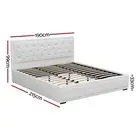 Artiss Bed Frame King Size Gas Lift Base With Storage White Leather