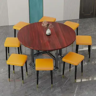 摺疊桌家用摺疊餐桌小戶型多功能吃飯桌子圓形創意收納客廳大圓桌 城市玩家