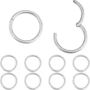 Beebeecraft 1 Box 10Pcs Cartilage Hoop Earrings 316L Stainless Steel Nose Rings Helix Hinged Piercing Jewelry 12.5mm 16G