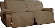 Easy-Going Oversized Loveseat Recliner Cover, Reversible Couch Cover for Double Recliner, Split Sofa Cover for Each Seat with Elastic Straps for Kids, Dogs, Pets(Oversized 2 Seater, Camel/Ivory)