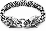 [Generic] Chain Bracelet for Men, Stainless Steel Wolf Head Skull Bracelet Jewelry Men