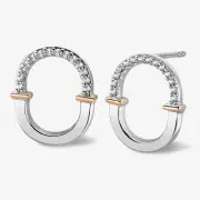 Welsh Clogau Sterling Silver, 9ct Rose Gold & Topaz Connection Stud Earrings