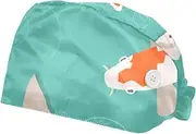 [WOSHJIUK] Working Hat 2 Pack Scrub Caps for Women,Pond Fish Luck koi,Tie Back Cap Adjustable Scrub Hat