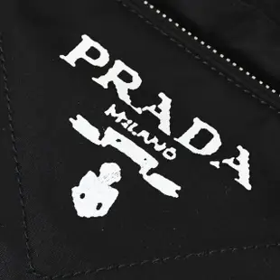 【PRADA 普拉達】經典LOGO尼龍拼接三用肩斜後背包胸口包腰包(黑)