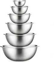 FineDine Stainless Steel Mixing Bowls Set for Kitchen, Dishwasher Safe Nesting