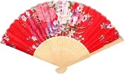 Amosfun Elegant Wedding Fan Folding Hand Fan Chinese Design for Cosplay Dance Props