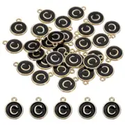 Letter Charm, 30 Pcs Capital Initial Alphabet C Letter Charm for Bracelet, Black