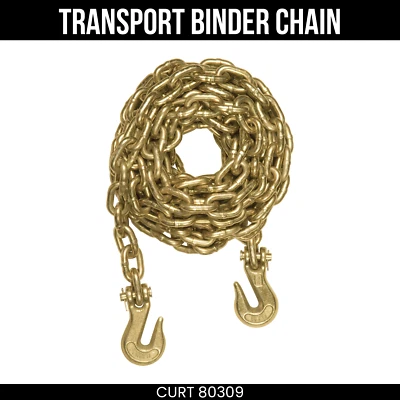 CURT Binder Chain 14ft 3/8 Clevis Hooks 26.4K lb Break Strength Heavy Duty 80309