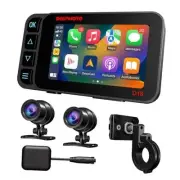 Motorcycle Dash Cam Carplay and Android Auto GPS Navigation, Front and Rear HD