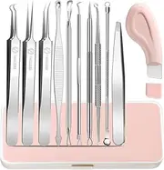 WSYUB Blackhead Remover Tool, Pimple Popper Tool Kit,11 Pcs Blackhead Remover Comedone Extractor Kit for Pimples, Blackheads, Zit Removing, Professional Blackhead Tweezers and Silicone Face Scraper