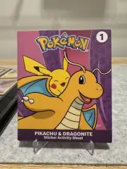 McDonald's Toy Pokemon Sticker Activity Sheet. Pikachu & Dragonite No. 1 sealed