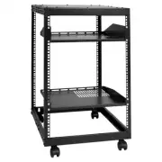15U Adjustable Open Frame Server Rack Free Standing or Wall Mount with Casters