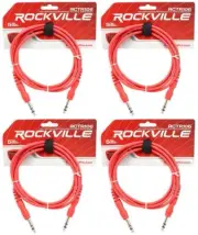 4 Rockville RCTR106R Red 6' 1/4'' TRS to 1/4'' TRS Cable 100% Copper