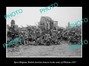 OLD LARGE MILITARY PHOTO WWI YPRES BELGIUM BRITISH SOLDIERS PILCKEM RUINS 1917