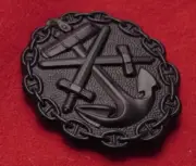 GERMAN IMPERIAL NAVY WOUND BADGE - WWI - THIRD CLASS - BLACK - REPRODUCTION