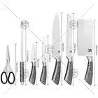 8 Stainless Steel Knives Set Kitchen With Wooden wood pattern Handle (Silver) AU