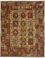 Vintage Hand Woven Kilim Rug 6'3" x 8'5" Traditional Wool Carpet