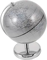 Angoily Globe Ornament Office Globe School World Adults Geography Learning Tools Rotating Geography for Desk Educational Classroom Desktop Learning Office Earth Glass Ball Decor Abs Silver