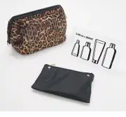 G.I.L.I. Toiletry Bag w/ Clear Travel liquid Pouch leopard print A395972
