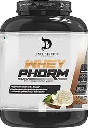 DRAGON PHARMA Whey Protein Blend, Fast Absorption, Gluten Free, 100% Whey Protein, WheyPhorm, Maximize Recovery, Great Tasting, 25 Grams of Protein (65 Servings, Coconut Ice Cream)