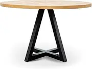 Percy 125cm Round Dining Table - European Knotty Oak and Peppercorn