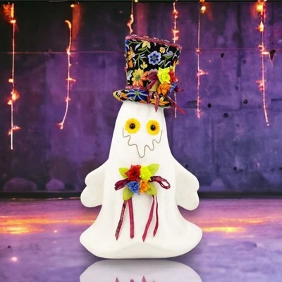 24" Day Of The Dead Ghost With Hat on Pedestal Halloween Decor *SHIPS WITHIN 10