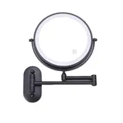 Anyvogue Black 8in Wall Mounted Smart LED Makeup Mirror Double Sided Touch Dimming Adjustable 5x Magnification Battery Type