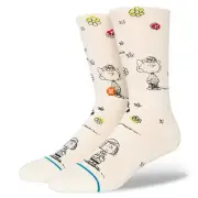 Stance Adult Off White Crew Cotton InfiKnit Peanuts Girl Power Casual Socks Sz M