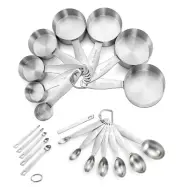 Measuring Cups and Spoons Set of 21 Piece in 18/8 Stainless Steel, Heavy Duty...
