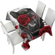 Art Painting Ruby Rose Panther and Hummingbird Tablecloth